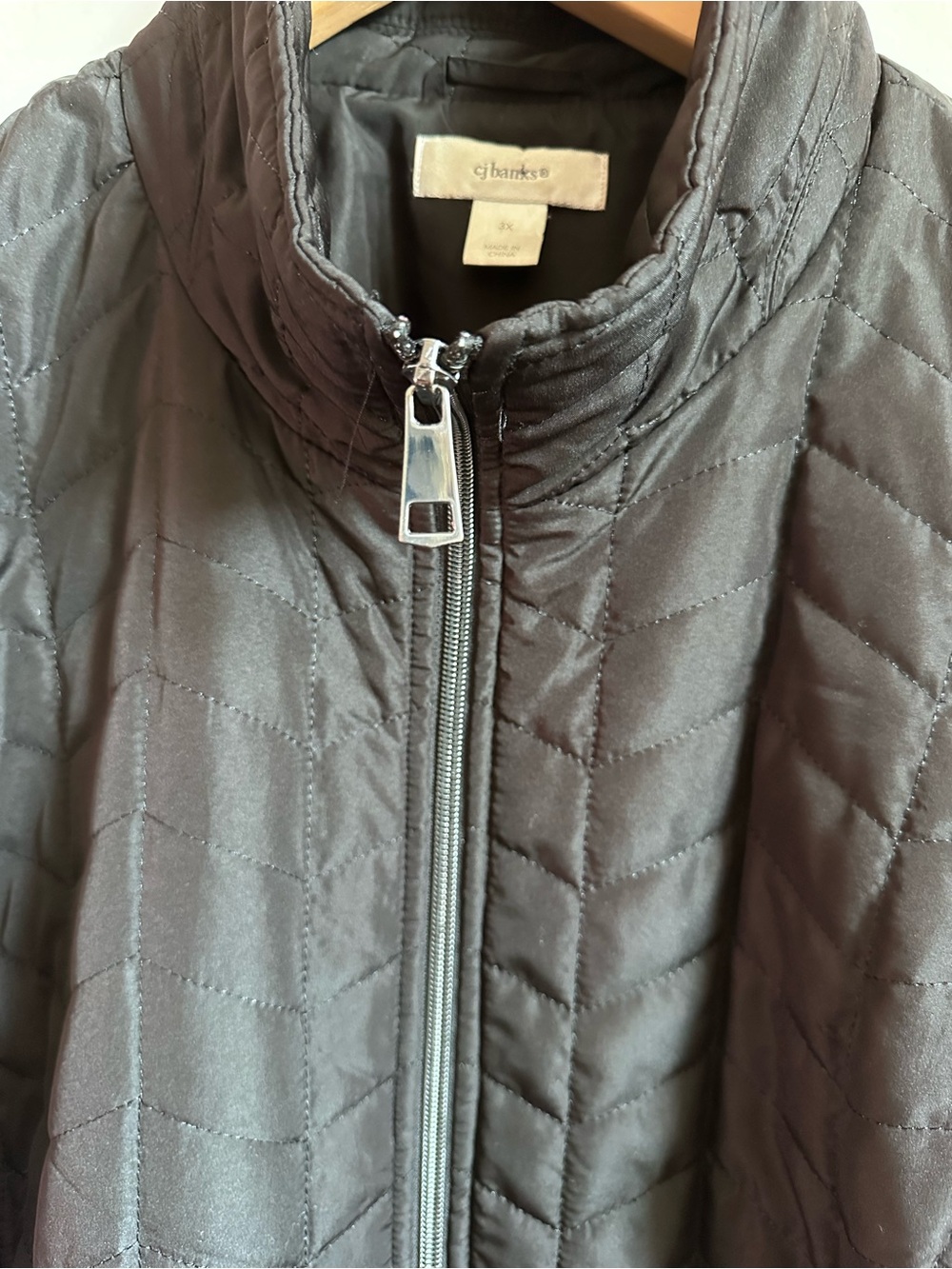 CJ Banks Women’s 3X Black Quilted Jacket Lightweight Full Zip Plus Size - Picture 6 of 13